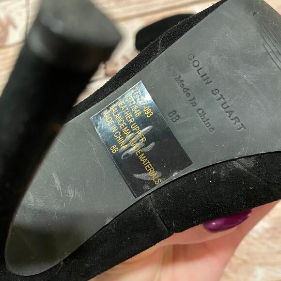 Colin Stuart suede leather black heeled booties - Picture 5 of 10